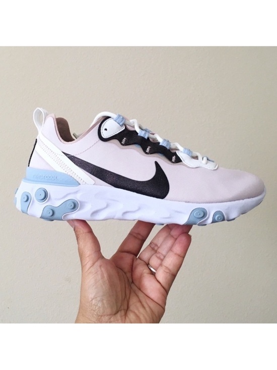 Nike React Element 55 SE Sneakers in Pink and Brown with Blue Details - Picture 1 of 16